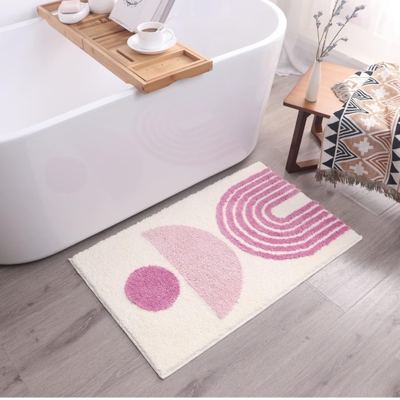 Pink Boho Bathroom Mat Pink Home Decor Cute bathmat light pink art modern dec… - Picture 2 of 6